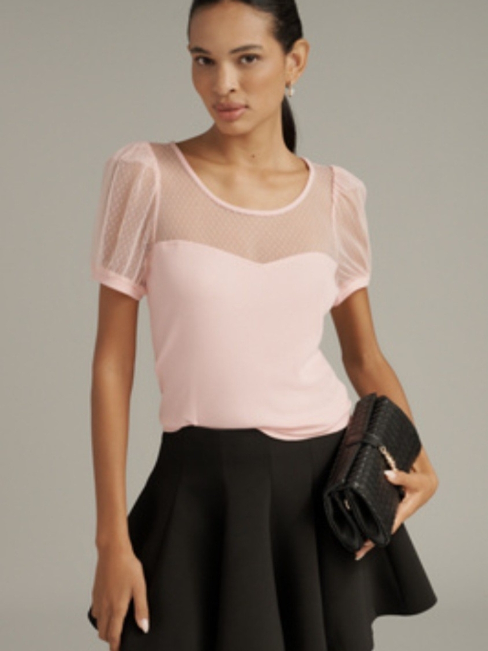 NWT Maeve Anthropologie Ladies Pink Sheer Sleeve Top 🌸 Size XL